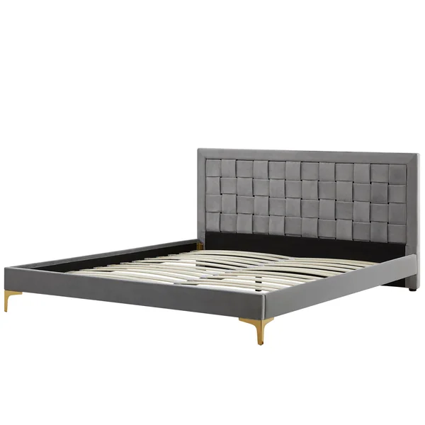 Bed Velvet LIMOUX 180 x 200 cm (EU Super King) Grey