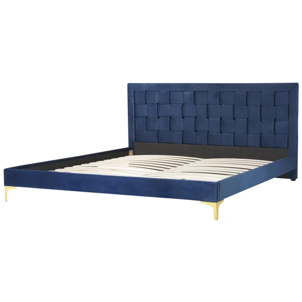 Bed Velvet LIMOUX 180 x 200 cm (EU Super King) Navy Blue