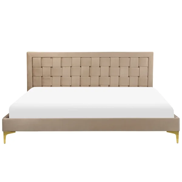 Bed Velvet LIMOUX 180 x 200 cm (EU Super King) Taupe