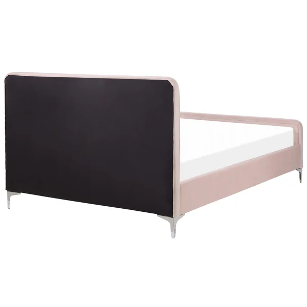 Bed Velvet LUNAN 140 x 200 cm (EU Double) Pastel Pink