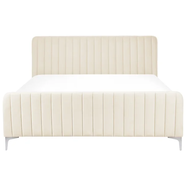 Bed Velvet LUNAN 160 x 200 cm (EU King Size) Light Beige
