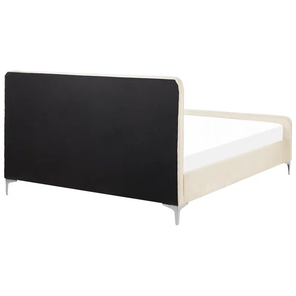 Bed Velvet LUNAN 160 x 200 cm (EU King Size) Light Beige