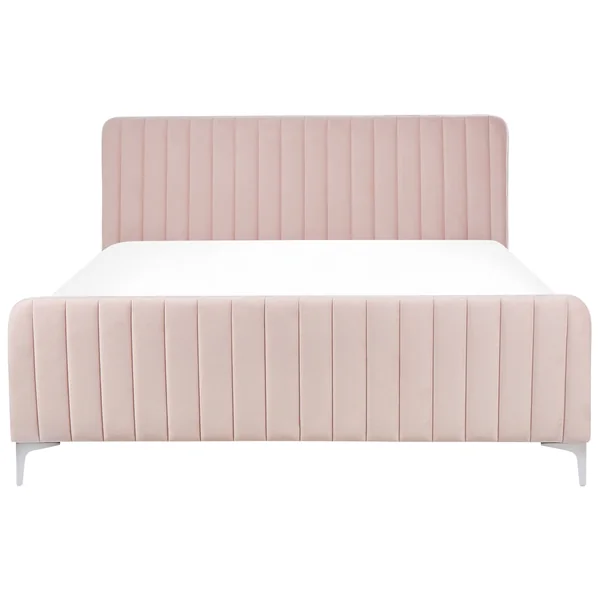 Bed Velvet LUNAN 160 x 200 cm (EU King Size) Pastel Pink