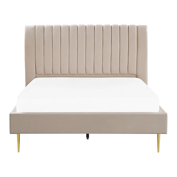 Bed Velvet MARVILLE 140 x 200 cm (EU Double) Sand Beige