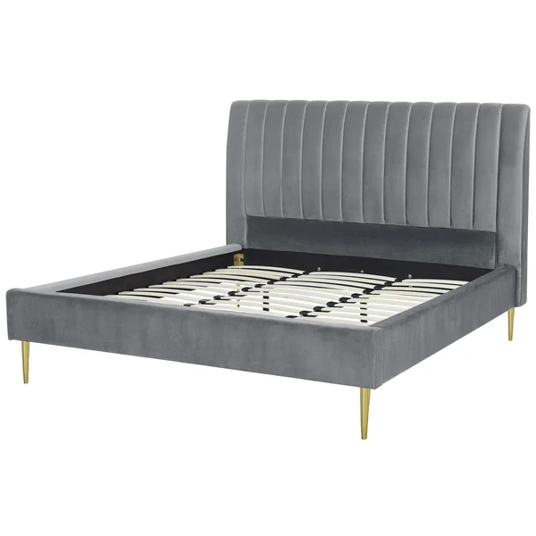Bed Velvet MARVILLE 180 x 200 cm (EU Super King) Grey