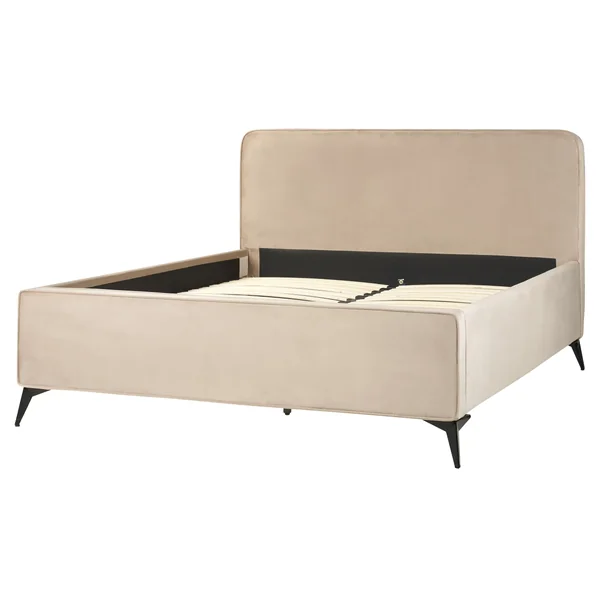 Bed Velvet VALOGNES 160 x 200 cm (EU King Size) Taupe