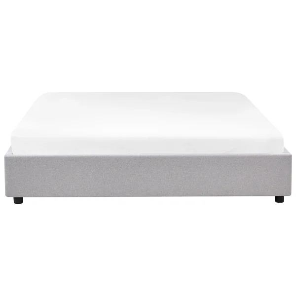 Bed with Storage Drawers without Headboard Fabric PRADES 180 x 200 cm (EU Super King) Light Grey