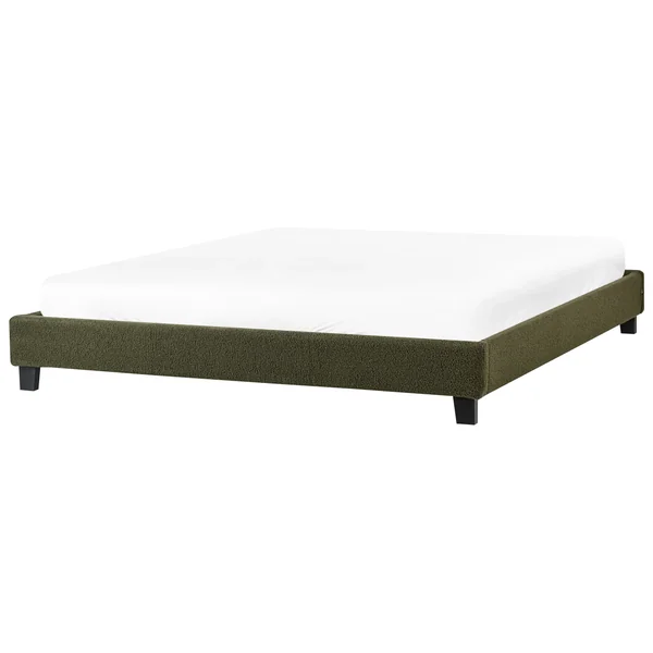 Bed without Headboard Boucle ROANNE 180 x 200 cm (EU Super King) Dark Green