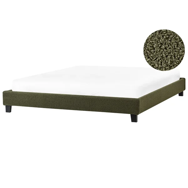 Bed without Headboard Boucle ROANNE 180 x 200 cm (EU Super King) Dark Green