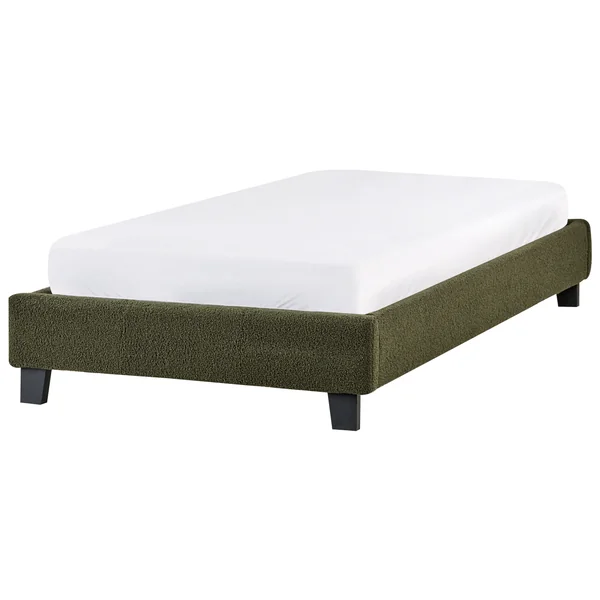 Bed without Headboard Boucle ROANNE 90 x 200 cm (EU Single) Dark Green