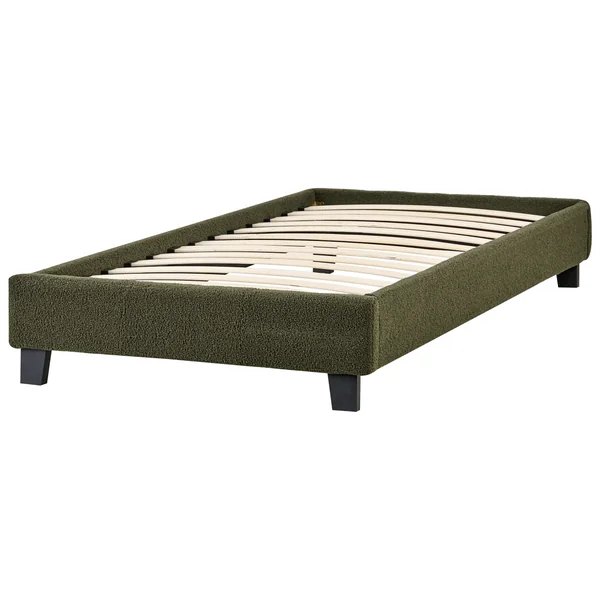 Bed without Headboard Boucle ROANNE 90 x 200 cm (EU Single) Dark Green