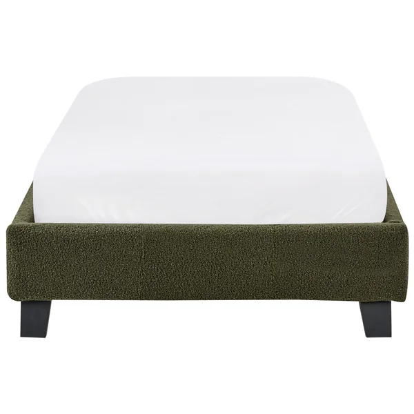 Bed without Headboard Boucle ROANNE 90 x 200 cm (EU Single) Dark Green