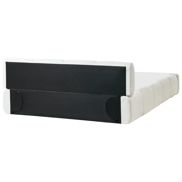 Bett mit Lattenrost Stoff ORVILLE 160 x 200 cm Cremeweiß