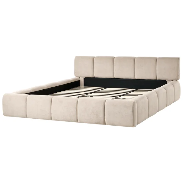 Bett mit Lattenrost Stoff ORVILLE 180 x 200 cm Taupe