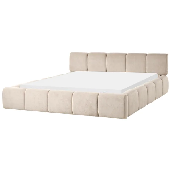 Bett mit Lattenrost Stoff ORVILLE 180 x 200 cm Taupe