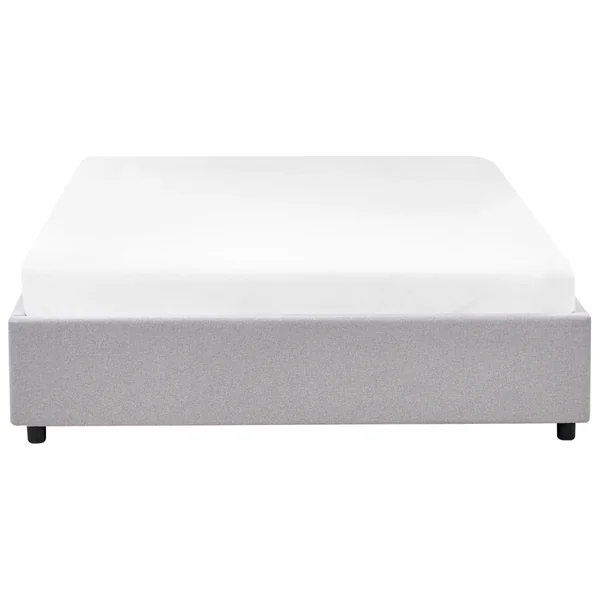 Bett mit Schubladen ohne Kopfteil Stoff PRADES 140 x 200 cm Hellgrau
