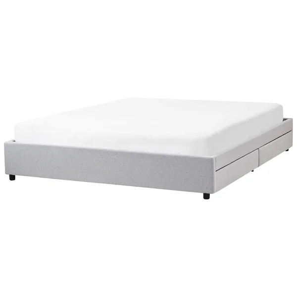 Bett mit Schubladen ohne Kopfteil Stoff PRADES 180 x 200 cm Hellgrau