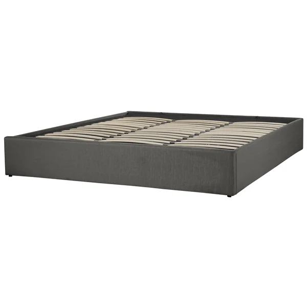 Bett mit Stauraum ohne Kopfteil Stoff DINAN 180 x 200 cm Dunkelgrau