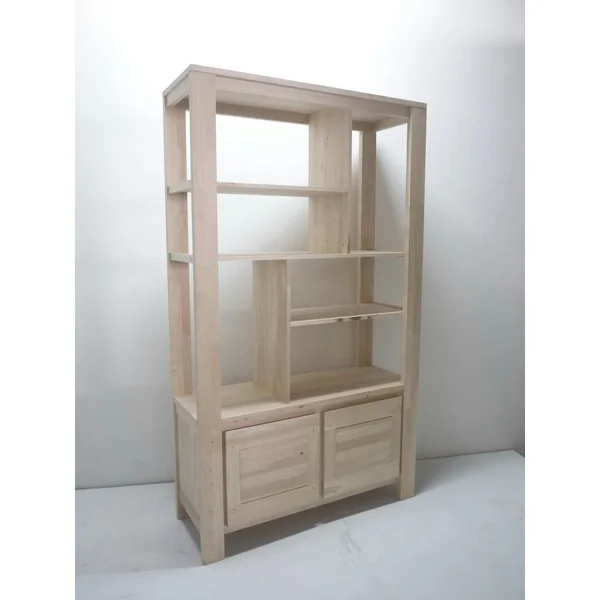 Bibliothèque Hévéa 2 portes, 6 niches 110x40x190cm OLGA