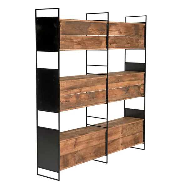 Bibliothèque étagère bois recyclé pin 3 niches CRACOVIE