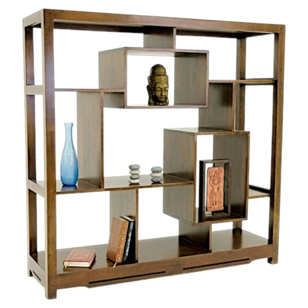 Bibliothèque étagère destructurée hévéa 130x130cm MAORI