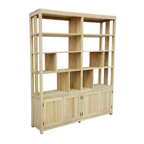 Bibliothéque ouverte Hévéa 4 portes, niches, 30x180x183cm HELENA
