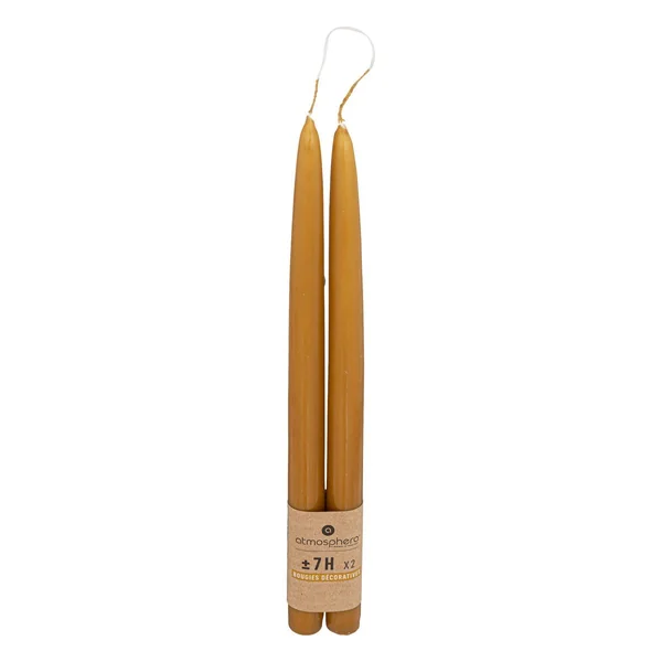 BOUGIE BATON HUGO JAUNE H.30CM X2 PIECES
