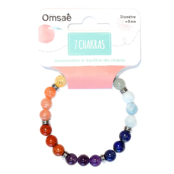 Bracelet 7 chakras mix perles rondes 8mm