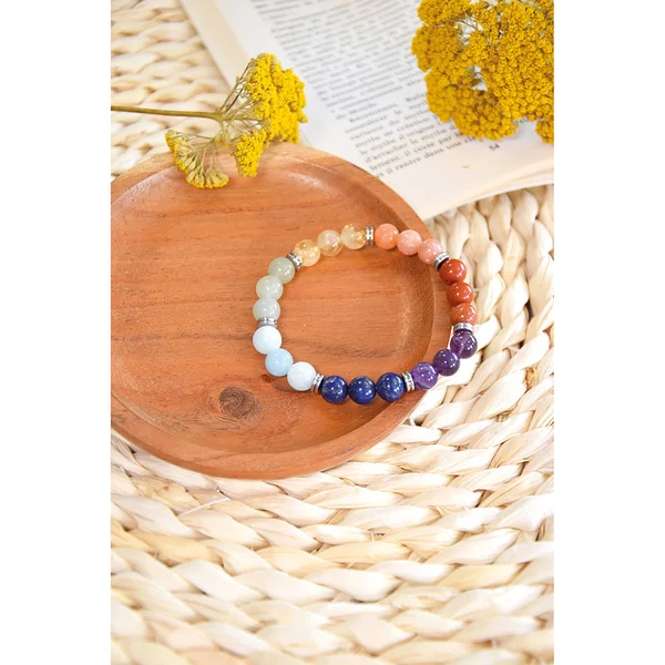 Bracelet 7 chakras mix perles rondes 8mm