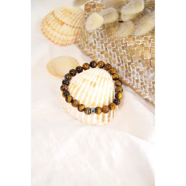 Bracelet œil de tigre perles rondes 8mm