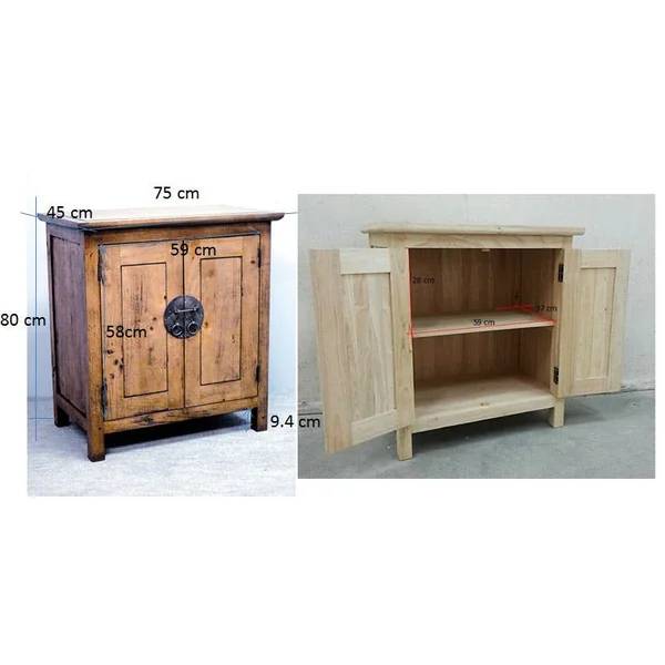 Buffet 2 portes hévéa 75x45x80cm MAORI