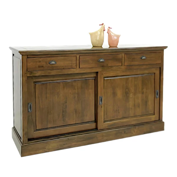 Buffet ancien 2 portes coulissantes hévéa 160cm TRADITION