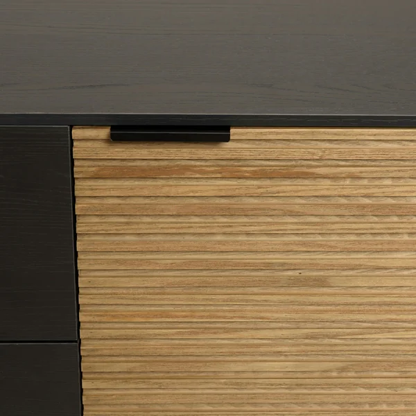 Buffet bois noir 3 tiroirs 2 portes en pin ALMEIRA