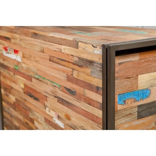 Buffet bois recyclé 4 portes 3 tiroirs 200x90 CARAVELLE