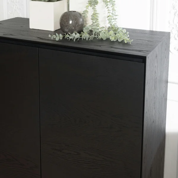 Buffet contemporain 2 portes bois couleur noire MAYENCE