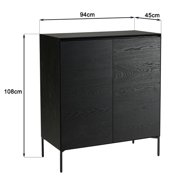 Buffet contemporain 2 portes bois couleur noire MAYENCE