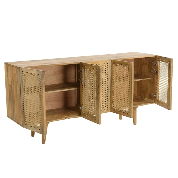 Buffet en cannage et bois de manguier 5 portes MALAGA