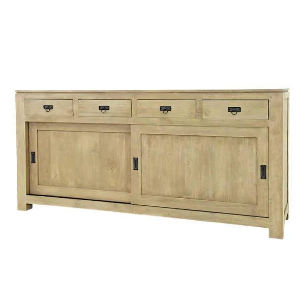 Buffet enfilade portes coulissantes hévéa 190cm HELENA