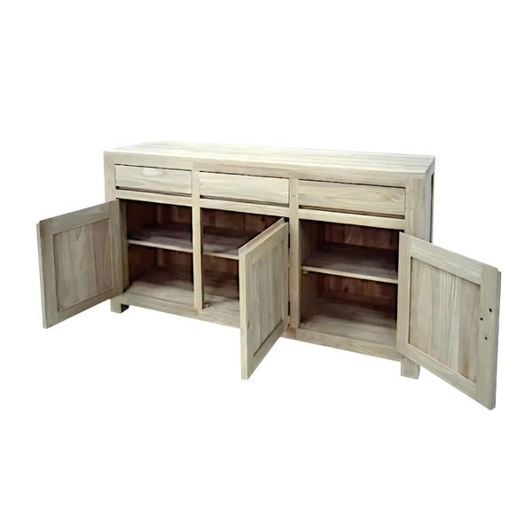 Buffet Hévéa 3 portes, 3 tiroirs 150x45x85cm OLGA