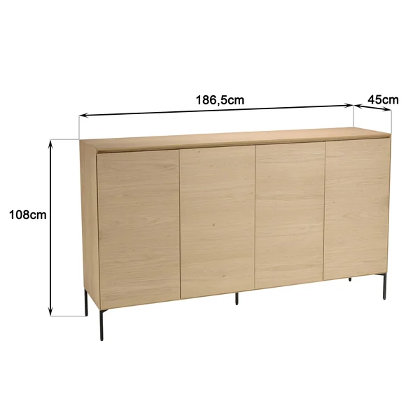 Buffet moderne 4 portes bois couleur naturelle MAYENCE