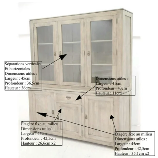 Buffet vaisselier bois massif HELENA