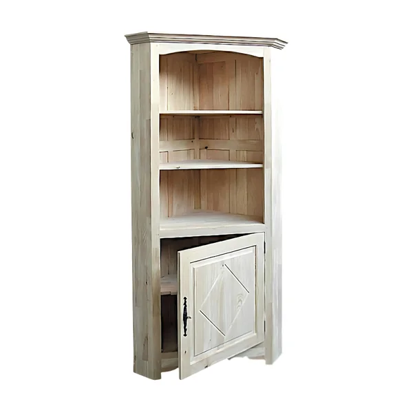 Buffet / Vaisselier d'angle Hévéa 1 porte, 3 niches 96x60x190cm TRADITION