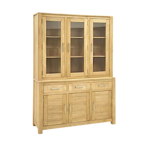 Buffet vaisselier vitré bois moderne ATTAN 150cm