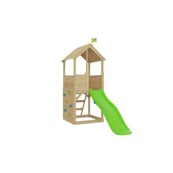 Cabane pour enfant dans les arbres TP Toys avec mur d'escalade et toboggan