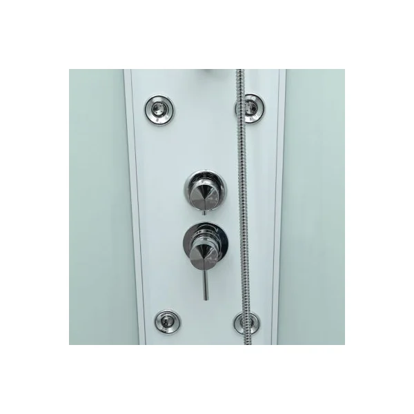 Cabine de douche 1/4 de cercle l.85 x L.85 x H.225 cm – hydromassante, blanc, montage rapide, GoodHome Onega