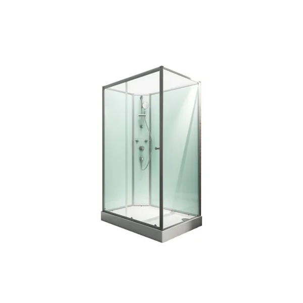 Cabine de douche intégrale rectangulaire L.160 x l.90 x H.204 cm porte coulissante réversible profilé alu-argenté, Schulte Ibiza