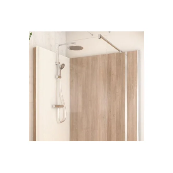 Cabine de douche à l’italienne l.90 x L.140 x H.218 cm – effet bois, receveur de plain-pied, Elmer Serenity
