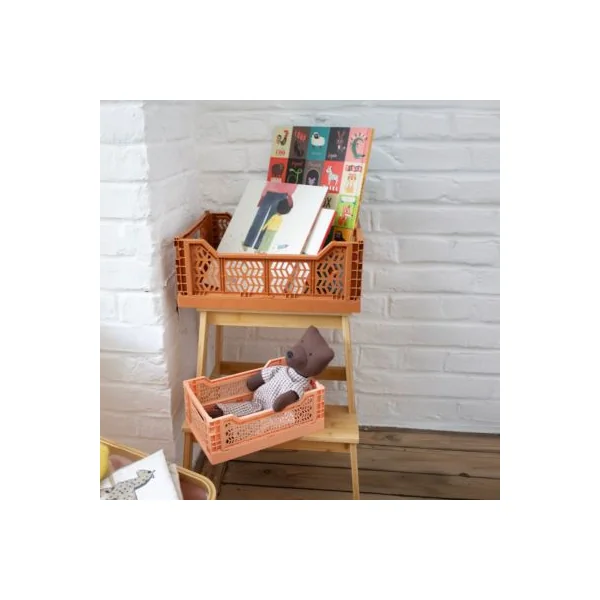 Cagette plastique recyclé pliable terracotta taille M