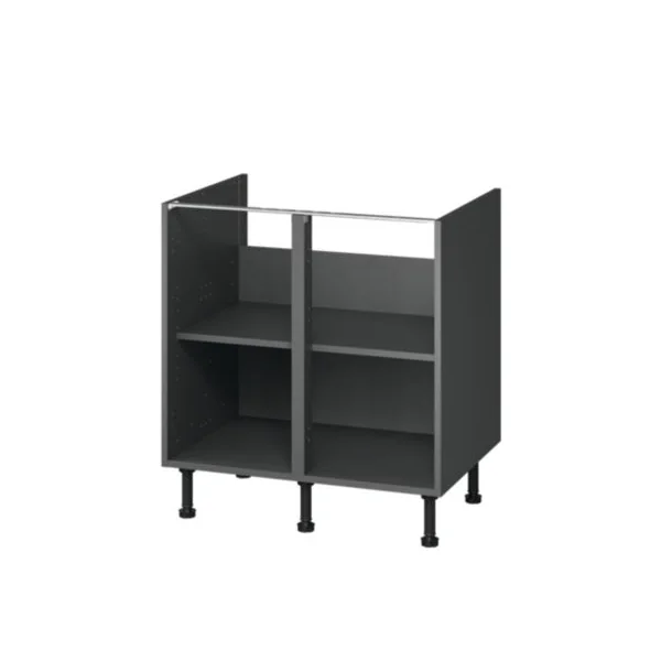 Caisson bas de cuisine Caraway GoodHome anthracite H. 72 cm x l. 80 cm