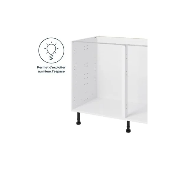 Caisson bas de cuisine GoodHome Caraway Blanc H. 72 cm x l. 120 cm